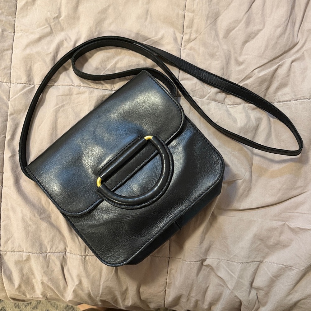 Black Leather Crossbody Shoulder Bag